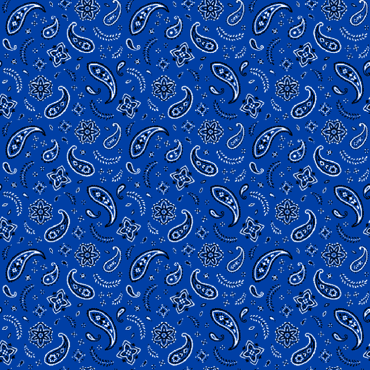 Bandana Scarf - Square - Double Sided - Royal Blue Floral Paisley
