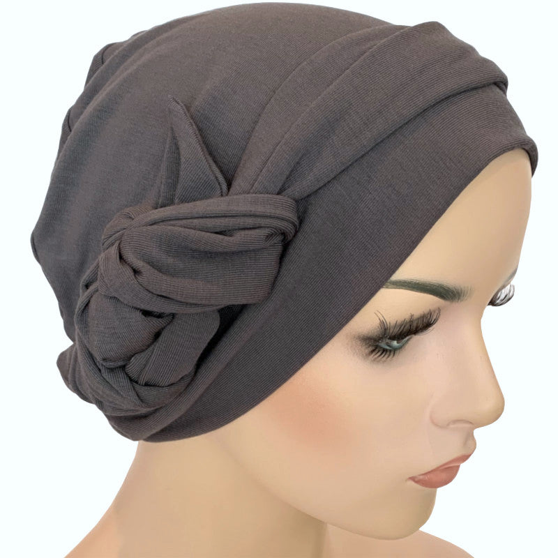 BO-HO STYLE Chemo Cap with Attached Long Ties - Bamboo - Charcoal Grey