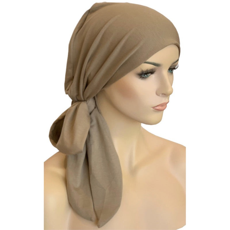 Chemo Cap with Ties  Fawn Bamboo