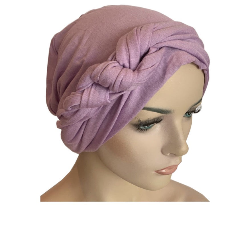 Chemo Cap with Ties Lilac Bamboo