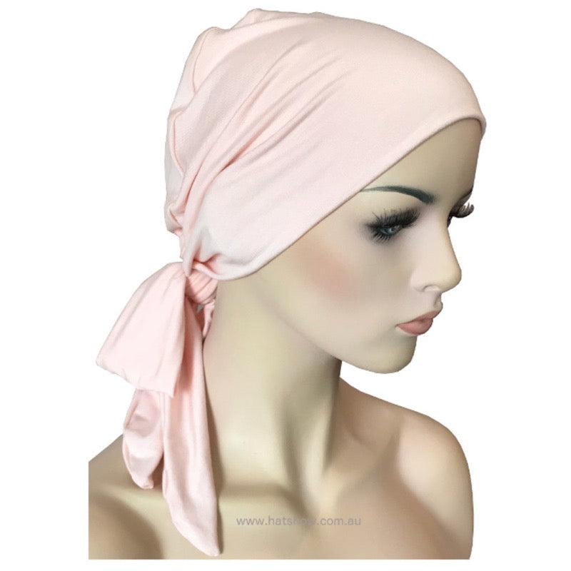 Chemo Cap with Ties Nectar Pink Bamboo