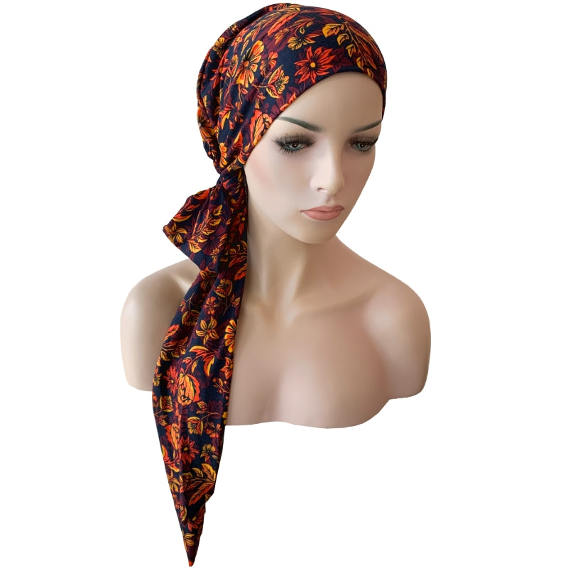 Autumn Cap with Long Ties in Eco Friendly Rayon Spandex