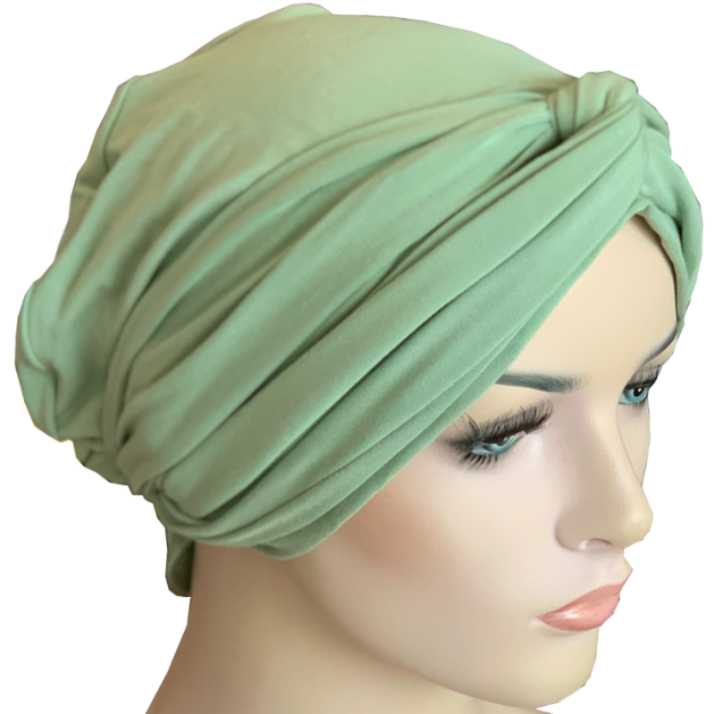 Chemo Cap with Ties Sage Green Bamboo