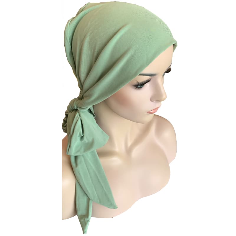 Chemo Cap with Ties - Sage Green Bamboo