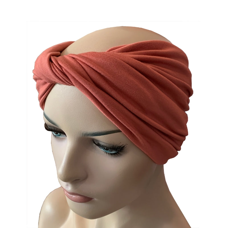 The Donna Headband can be worn alone or with chemo headwear.